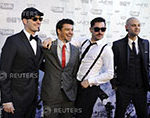 Members of the band Hedley pose on the red carpet during the 40th Juno Awards in Toronto
